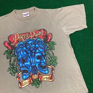 Vintage Jimmy Page Robert Plant Shirt Mens XL Green 1998 Walking Into Everywhere